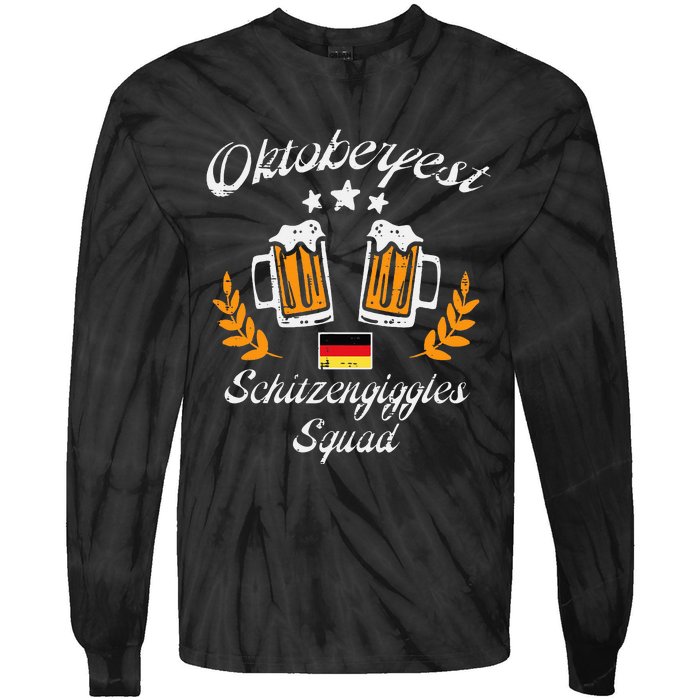 Oktoberfest Schitzengiggle Squad Bavarian Festival Tie-Dye Long Sleeve Shirt