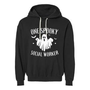 One Spooky Social Worker Ghost Halloween Garment-Dyed Fleece Hoodie