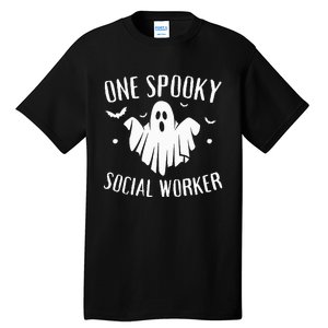 One Spooky Social Worker Ghost Halloween Tall T-Shirt