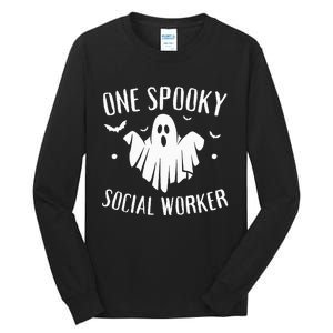 One Spooky Social Worker Ghost Halloween Tall Long Sleeve T-Shirt