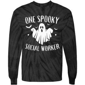 One Spooky Social Worker Ghost Halloween Tie-Dye Long Sleeve Shirt