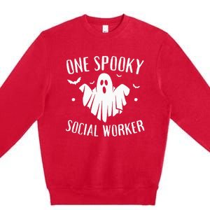 One Spooky Social Worker Ghost Halloween Premium Crewneck Sweatshirt