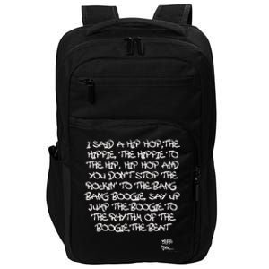 Old School Skool Rap Hip Hop Merch Lyric Quote 80s Impact Tech Backpack