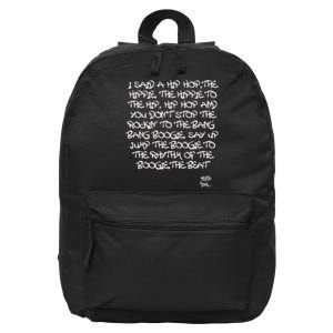 Old School Skool Rap Hip Hop Merch Lyric Quote 80s 16 in Basic Backpack