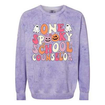 One Spooky School Counselor Halloween Teacher Counseling Colorblast Crewneck Sweatshirt