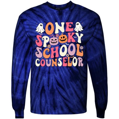 One Spooky School Counselor Halloween Teacher Counseling Tie-Dye Long Sleeve Shirt