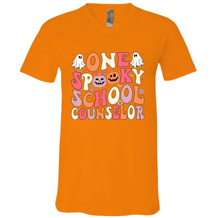 One Spooky School Counselor Halloween Teacher Counseling V-Neck T-Shirt