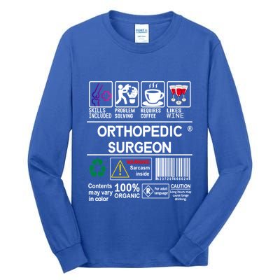 Orthopedic Surgeon Skills Problem Solving Wine Coffee Lover Cool Gift Tall Long Sleeve T-Shirt