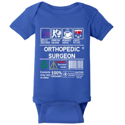 Orthopedic Surgeon Skills Problem Solving Wine Coffee Lover Cool Gift Baby Bodysuit