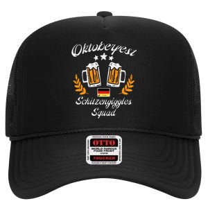 Oktoberfest Schitzengiggle Squad Bavarian Festival High Crown Mesh Back Trucker Hat