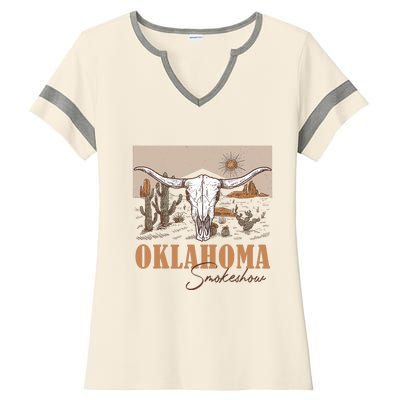 Oklahoma Smoke Show | Oklahoma Smokeshow Western Country Ladies Halftime Notch Neck Tee