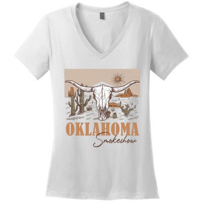 Oklahoma Smoke Show | Oklahoma Smokeshow Western Country Women's V-Neck T-Shirt