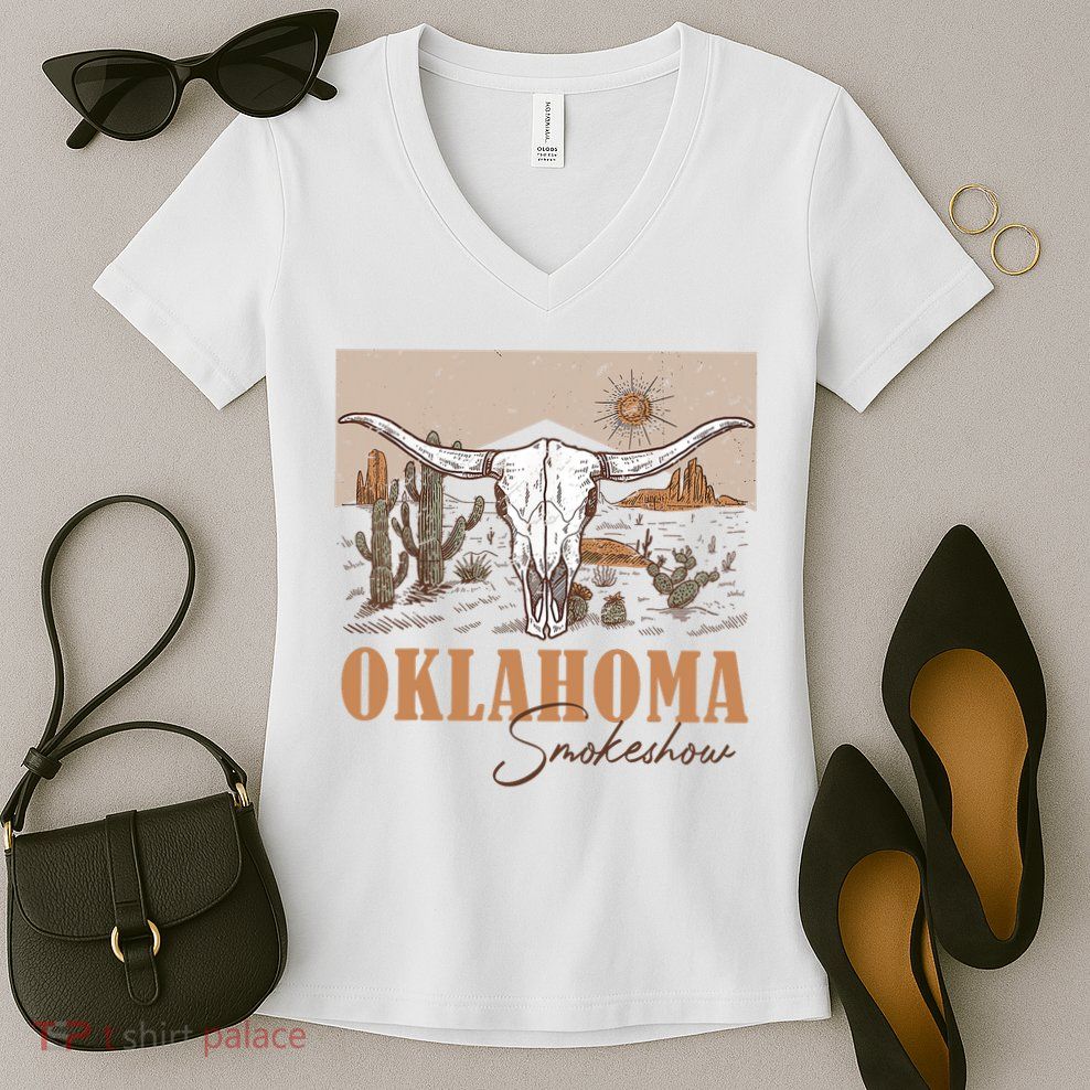 Oklahoma Smoke Show | Oklahoma Smokeshow Western Country Women's V-Neck T-Shirt