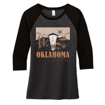 Oklahoma Smoke Show | Oklahoma Smokeshow Western Country Women's Tri-Blend 3/4-Sleeve Raglan Shirt