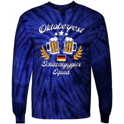 Oktoberfest Schitzengiggle Squad Bavarian Festival Tie-Dye Long Sleeve Shirt