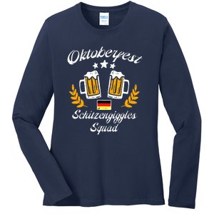 Oktoberfest Schitzengiggle Squad Bavarian Festival Ladies Long Sleeve Shirt