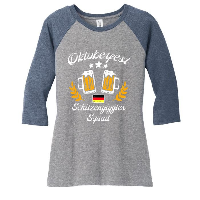 Oktoberfest Schitzengiggle Squad Bavarian Festival Women's Tri-Blend 3/4-Sleeve Raglan Shirt