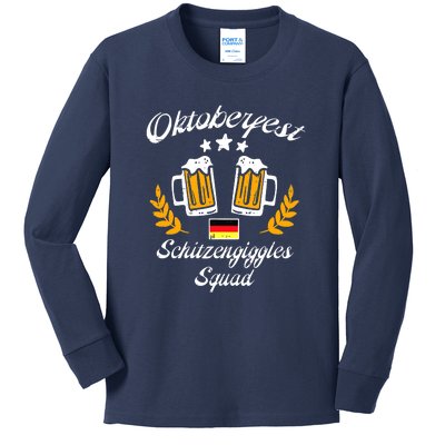 Oktoberfest Schitzengiggle Squad Bavarian Festival Kids Long Sleeve Shirt