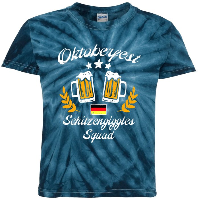 Oktoberfest Schitzengiggle Squad Bavarian Festival Kids Tie-Dye T-Shirt