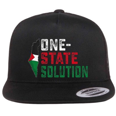 One State Solution Palestine Gaza Map Peace Statement Flat Bill Trucker Hat