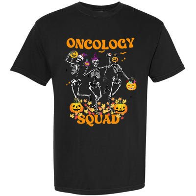 Oncology Squad Skeleton Pumpkin Fall Leaves Spooky Halloween Garment-Dyed Heavyweight T-Shirt
