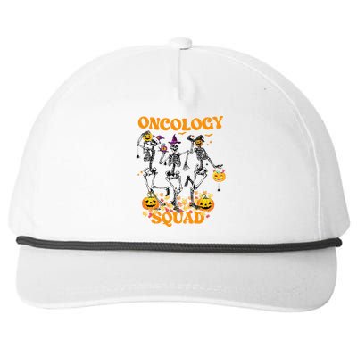 Oncology Squad Skeleton Pumpkin Fall Leaves Spooky Halloween Snapback Five-Panel Rope Hat