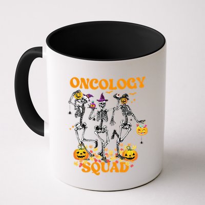 Oncology Squad Skeleton Pumpkin Fall Leaves Spooky Halloween Mug