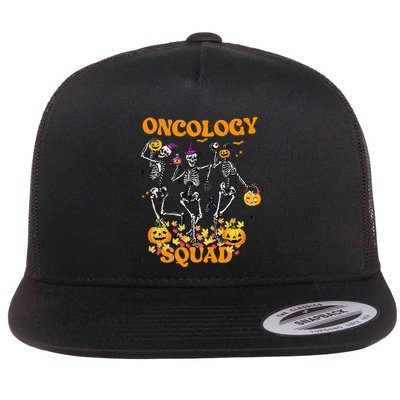 Oncology Squad Skeleton Pumpkin Fall Leaves Spooky Halloween Flatbill Hat