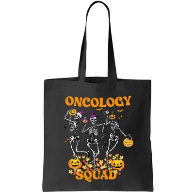 Oncology Squad Skeleton Pumpkin Fall Leaves Spooky Halloween Bag
