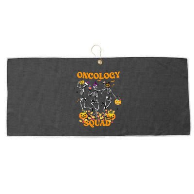 Oncology Squad Skeleton Pumpkin Fall Leaves Spooky Halloween Large Microfiber Waffle Golf Towel