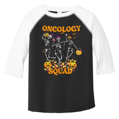 Oncology Squad Skeleton Pumpkin Fall Leaves Spooky Halloween Toddler Fine Jersey T-Shirt