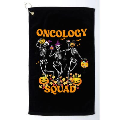Oncology Squad Skeleton Pumpkin Fall Leaves Spooky Halloween Golf Towel