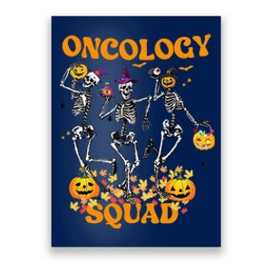 Oncology Squad Skeleton Pumpkin Fall Leaves Spooky Halloween Poster