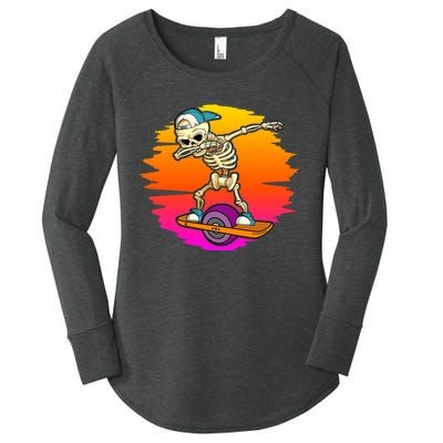 onewheel Skeleton Skateboard Dabbing Skate Skeleton float Women's Perfect Tri Tunic Long Sleeve Shirt