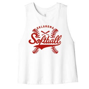 Oklahoma Softball Team Retro Softball Fan Women's Racerback Cropped Tank