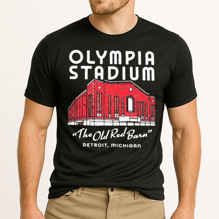 Olympia Stadium The Old Red Burn Detroit Michigan Cooling Performance Crew T-Shirt