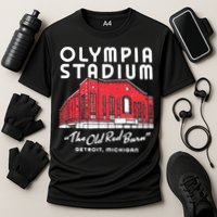 Olympia Stadium The Old Red Burn Detroit Michigan Cooling Performance Crew T-Shirt