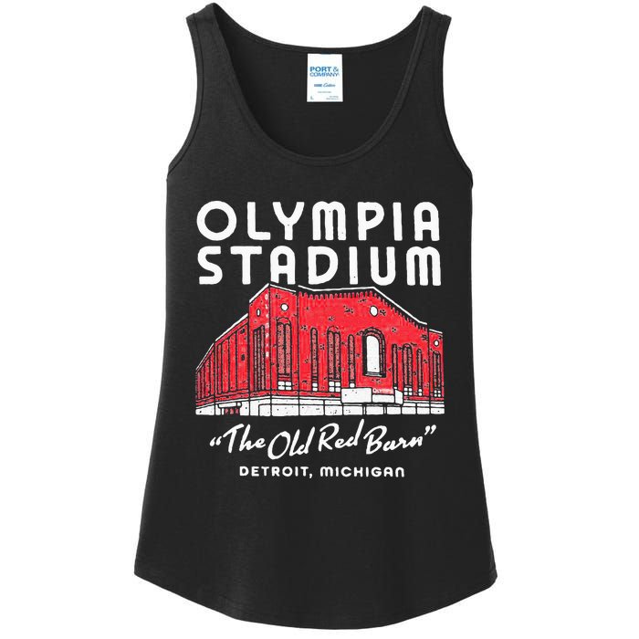 Olympia Stadium The Old Red Burn Detroit Michigan Ladies Essential Tank