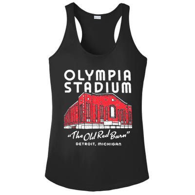 Olympia Stadium The Old Red Burn Detroit Michigan Ladies PosiCharge Competitor Racerback Tank