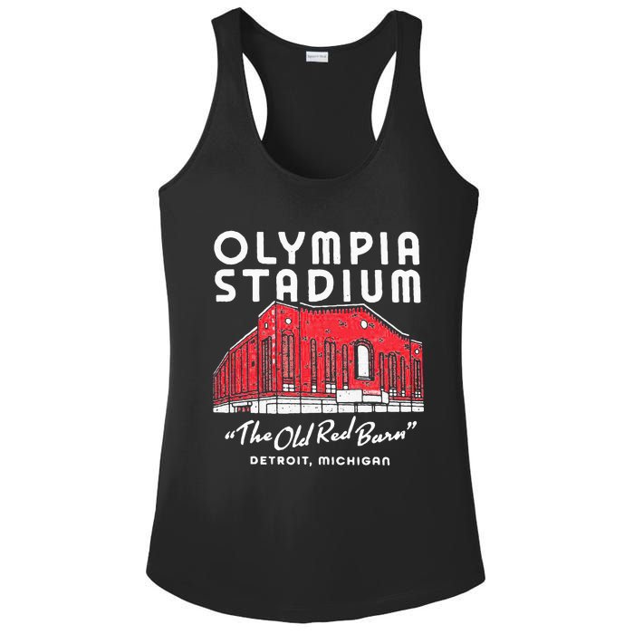 Olympia Stadium The Old Red Burn Detroit Michigan Ladies PosiCharge Competitor Racerback Tank