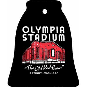 Olympia Stadium The Old Red Burn Detroit Michigan Ceramic Bell Ornament