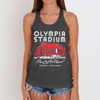 Olympia Stadium The Old Red Burn Detroit Michigan Women's Knotted Racerback Tank