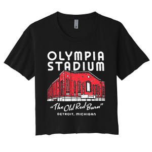 Olympia Stadium The Old Red Burn Detroit Michigan Women's Crop Top Tee