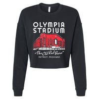 Olympia Stadium The Old Red Burn Detroit Michigan Cropped Pullover Crew