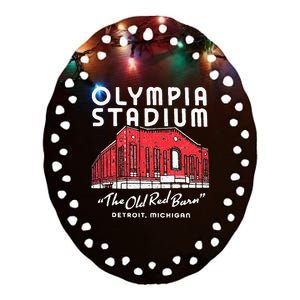 Olympia Stadium The Old Red Burn Detroit Michigan Ceramic Oval Ornament