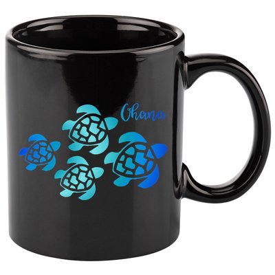 Ohana Sea Turtle Family Hawaii Vacation Tropical Hawaiian 11oz C Handle Ceramic Mug