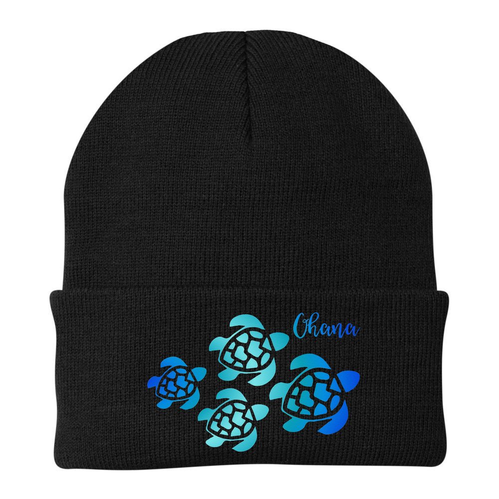 Ohana Sea Turtle Family Hawaii Vacation Tropical Hawaiian Beanie