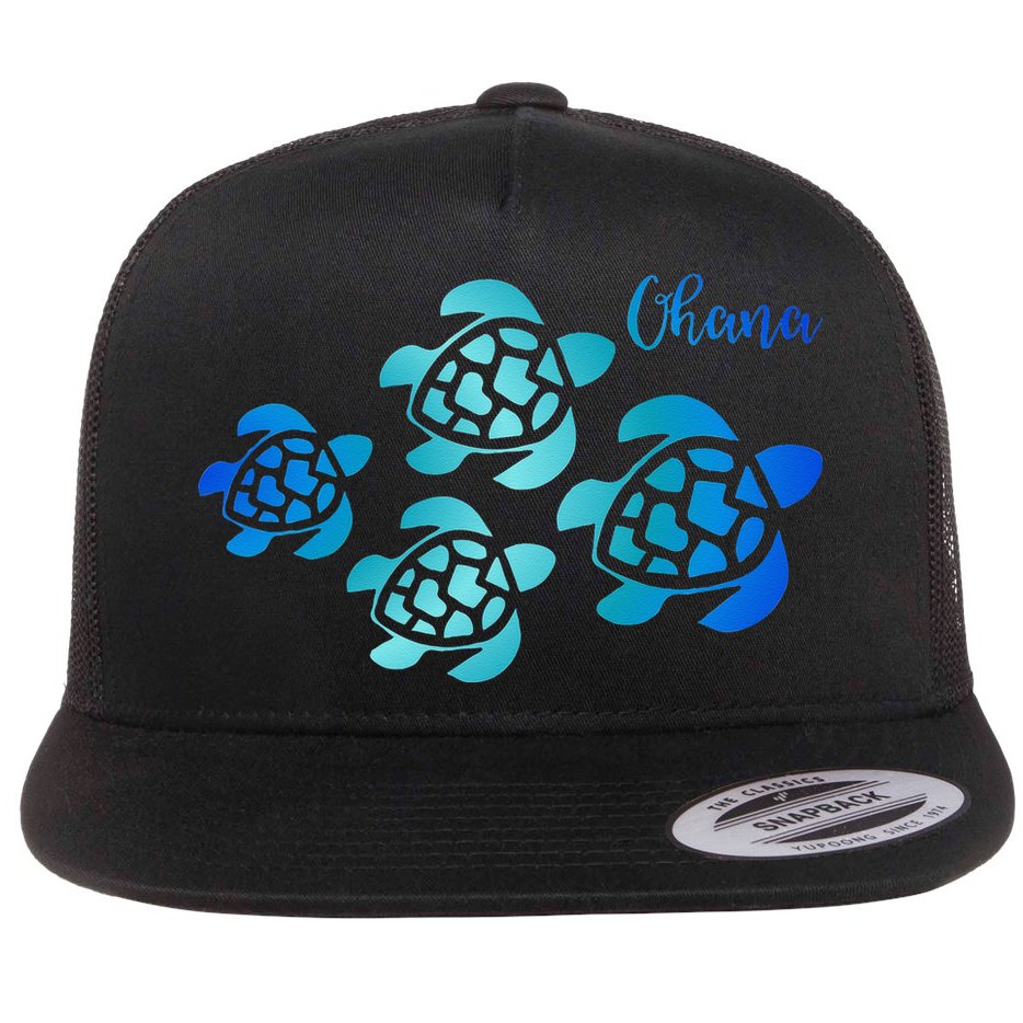 Ohana Sea Turtle Family Hawaii Vacation Tropical Hawaiian Flat Bill Trucker Hat
