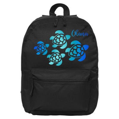 Ohana Sea Turtle Family Hawaii Vacation Tropical Hawaiian 16 in Basic Backpack