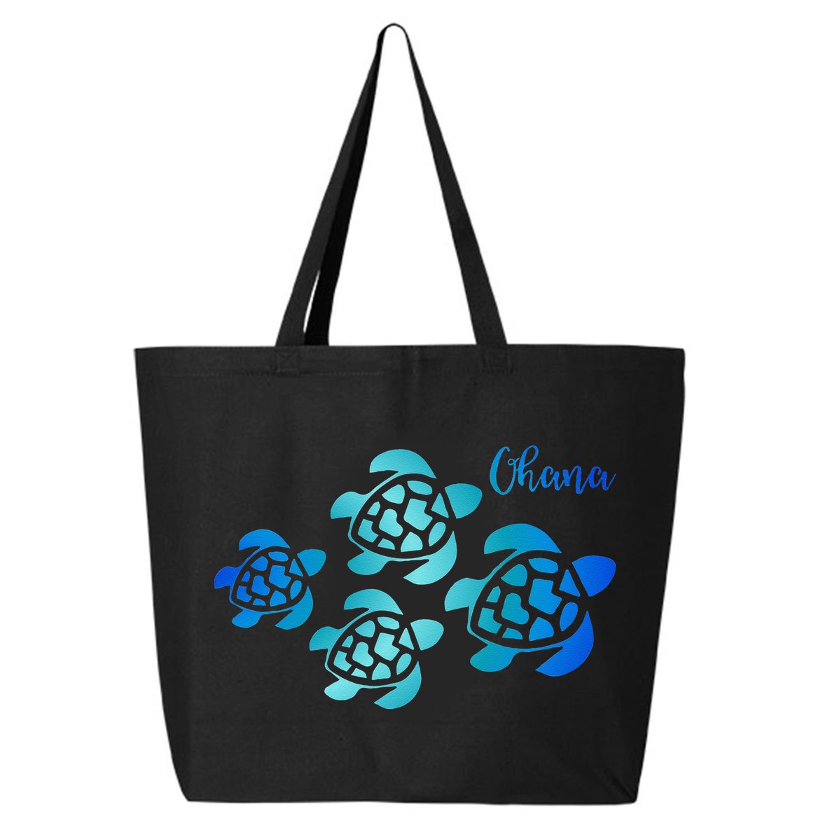 Ohana Sea Turtle Family Hawaii Vacation Tropical Hawaiian 25L Jumbo Tote